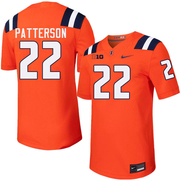 Men #22 Kaleb Patterson Illinois Fighting Illini College Football Jerseys Stitched-Orange